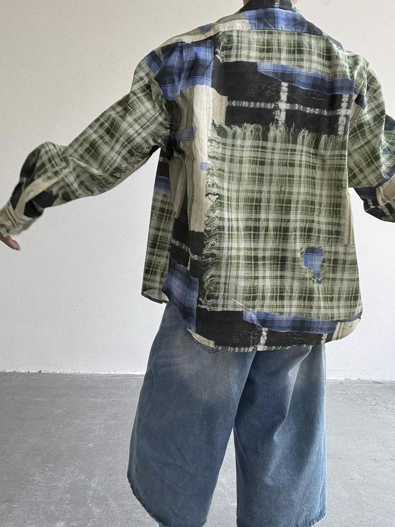 Unisex Yellow Plaid Shirt Jacket – Casual Retro Spring/Autumn Top