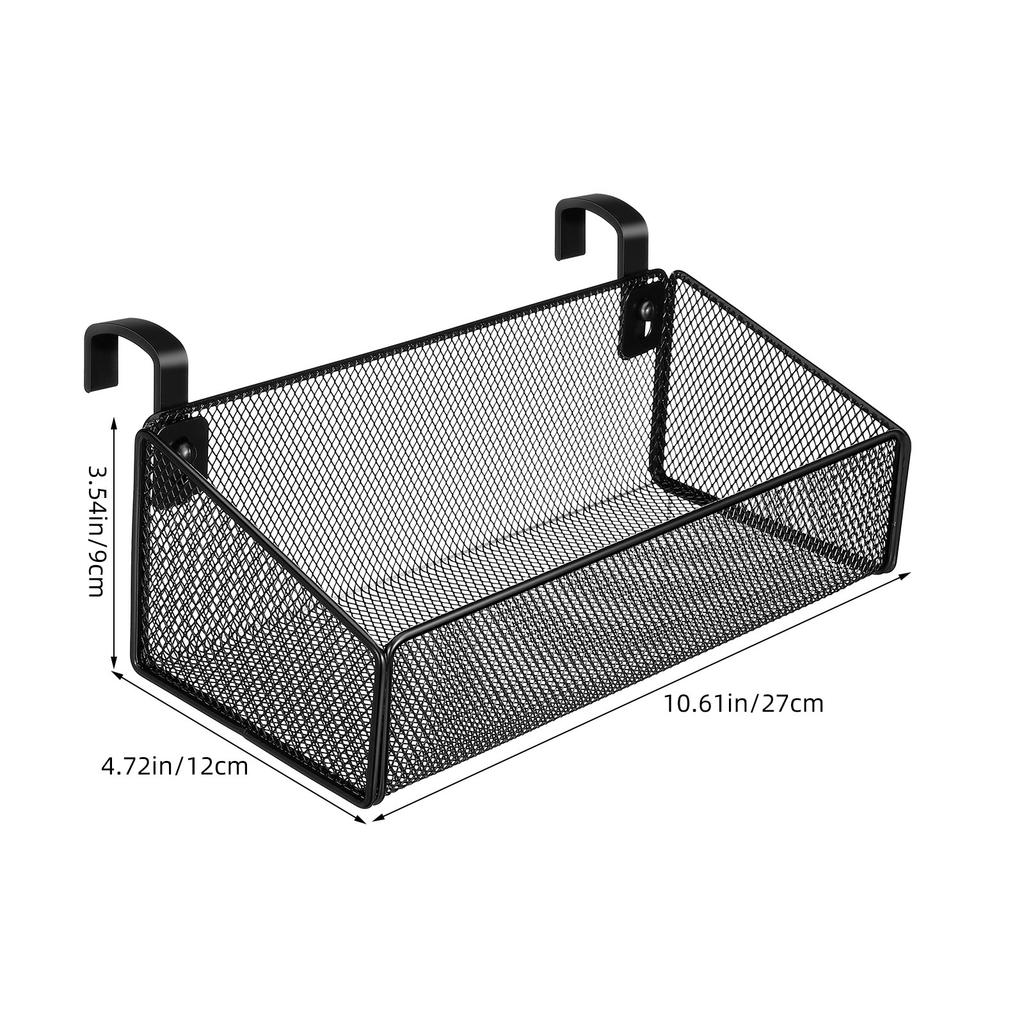 Hanging Bedside Storage Basket Metal Wire Organizer Rack Space Saving for Bed Frame Dorm Bunk Bed Desktop Essentials Black