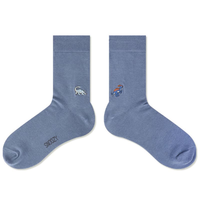 SNOOZY Sea Dinosaur Embroidered Socks (Cornflower Blue)