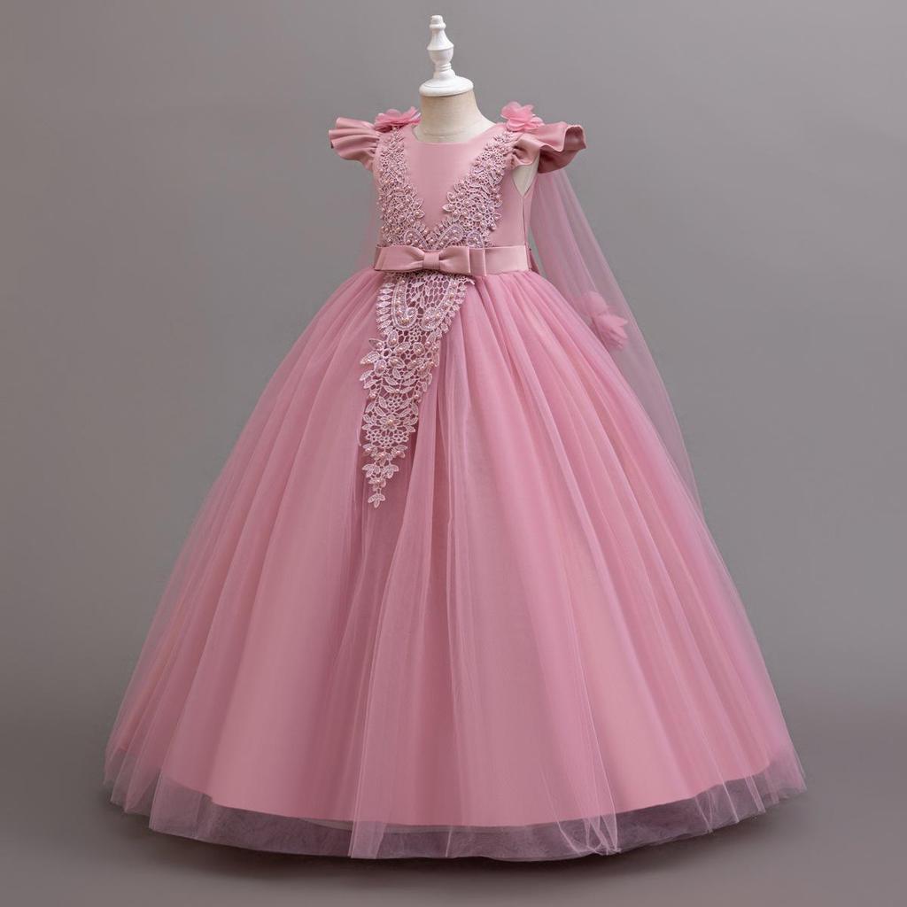 New Long Elegant Dress for Young Girls Flower Girl Princess Dresses White Formal Clothes From 4 To12 Years