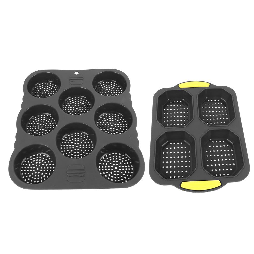 8 Cavity Silicone Hamburger Bread Mold 4 Cavity Silicone Baguette Pan for Baking Bread Ovens Microwaves Dishwashers