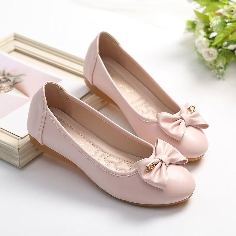 

Soft-soled single shoes women s one-pedal autumn versatile and comfortable leather shoes gentle fairy shallow beanie shoes 41 розовый