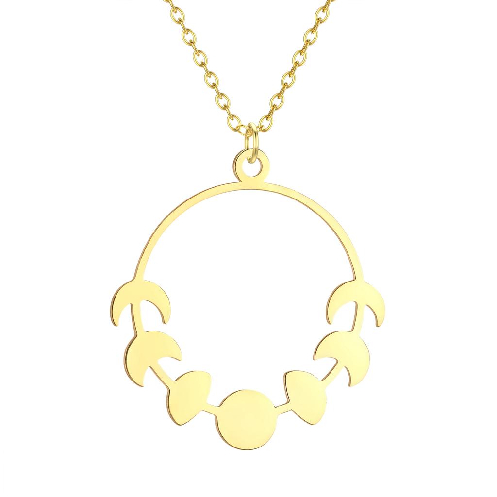 Kinitial Raindrop Cloud Whale Ghost Hand Flower Horse Meditation Moon Stainless Steel Pendant Necklace For Women Jewelry Gift