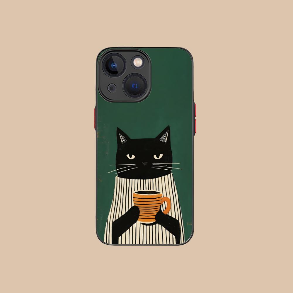 

Cute Coffee Cat Silicone Mobile Phone Case for iPhone 17 16 15 14 13 12 11 X XR XS Air Pro Max Plus Mini Colorful Cover iPhone XS Max