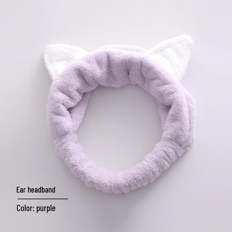 Women's Quick-Dry Coral Fleece Bath Wrap with Buckle, Hair Cap, and Cute Makeup Headband