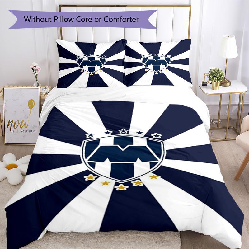 Monter-rey Football Crest Art Printed Pattern Duvet Cover Set – includes 1 duvet cover and 2 matching pillowcases Bedroom decor Christmas gifts