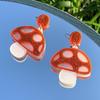 Red Cute Acrylic Mushroom Earrings Colorful Exaggerated Drop Earrings for Women Party Wear Thanksgiving Gift for Friends