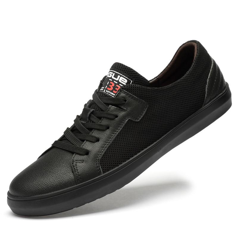 

Летняя мужская повседневная обувь с вырезами, удобная дышащая деловая обувь из натуральной кожи, высокое качество, мужские кроссовки Hombre 45 чёрный