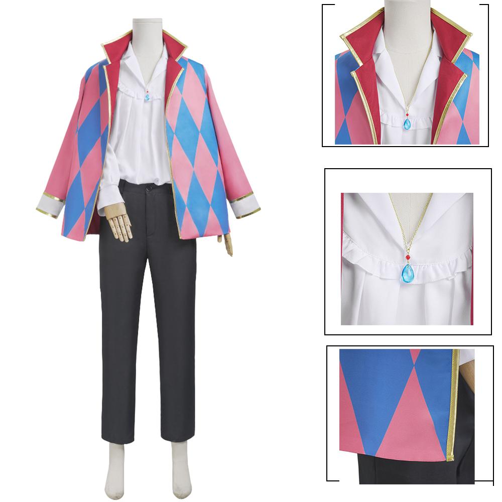 Howl Cosplay Costume Anime Full Set With Jacket Shirt Pants Necklace Earnings For Halloween Comic Con Big Size Howl Outfits
