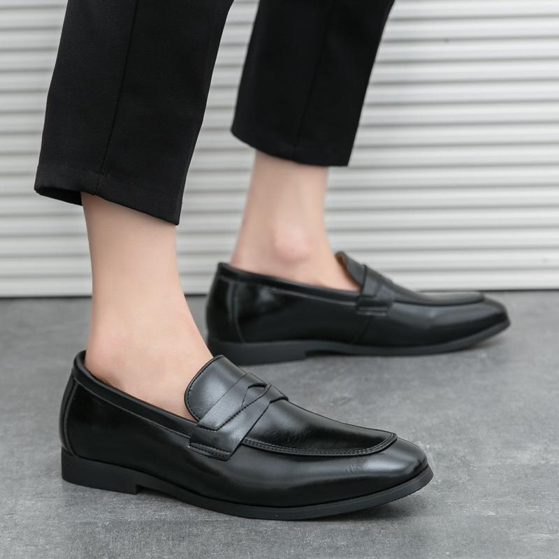 Fashion Italy Classic Black Leisure Business Men's Loafer Comfortable Flat Bottomed Style Office Party Men's Walking Leather Shoes