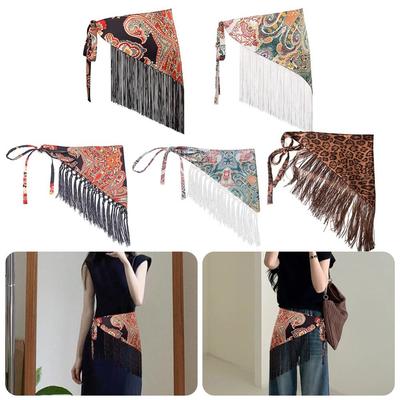 Ceinture Triangulaire Florale à Franges Style Millennial Spice Girl Ceinture de Taille Décoration Robe Jean