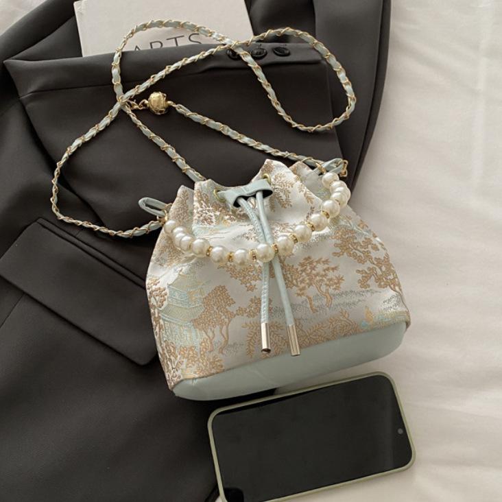 Premium texture spring new shopping pearl versatile cute bucket bag women's trend messenger bag