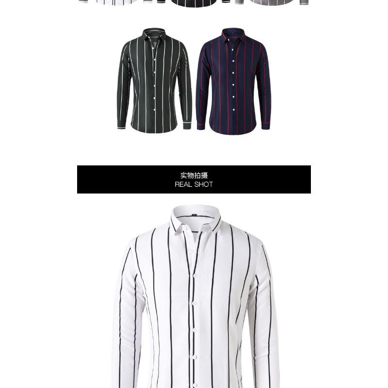 Men Striped Long Sleeve Casual Slim Fit Fashion Business Shirt