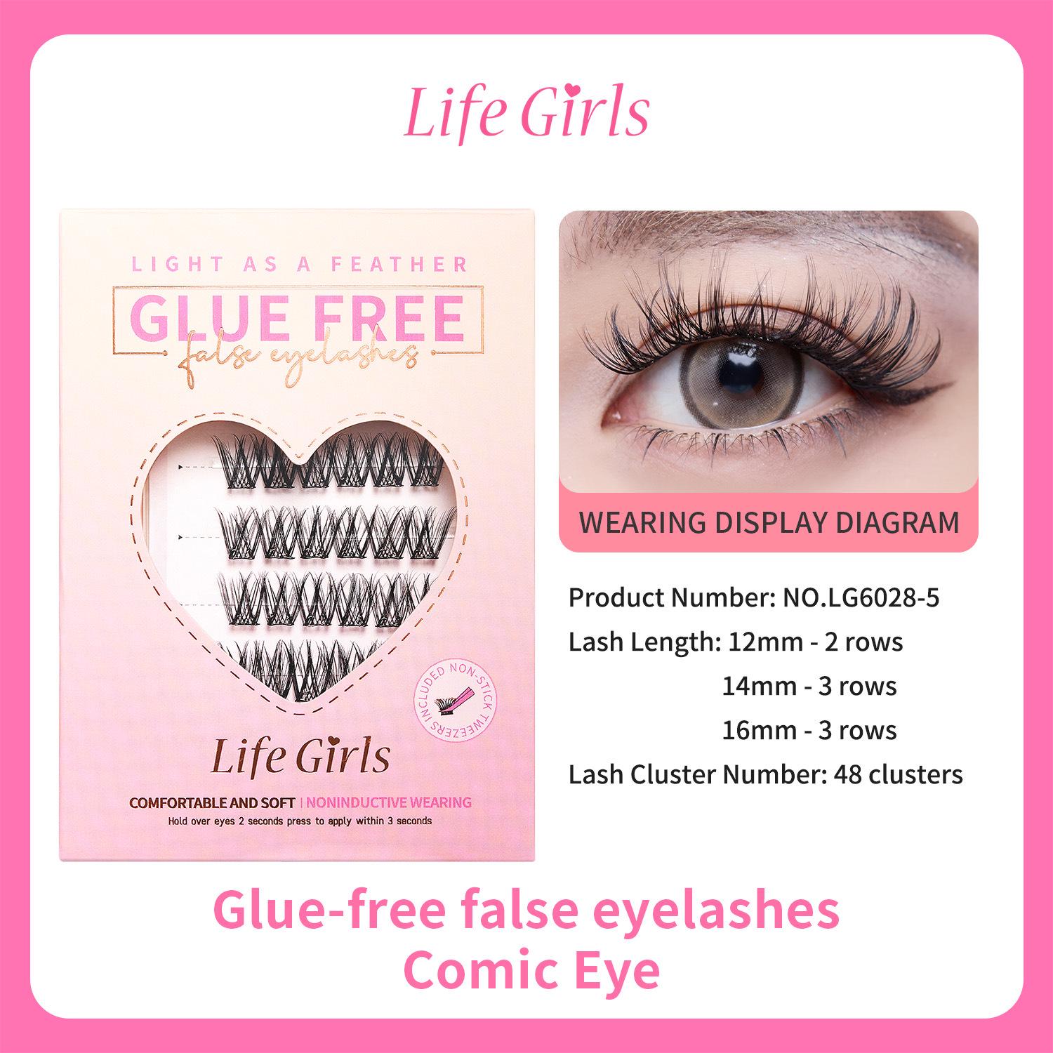 Comfortable Long Cluster Eyelashes - Thick, Soft & Natural Adhesive-Free False Lashes