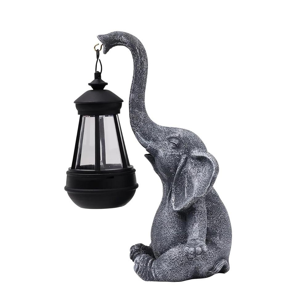 JYL TS/005,Solar Resin Elephant Animal Figurine Light for Outdoor Lawn and Home Garden Decorative Ornament
