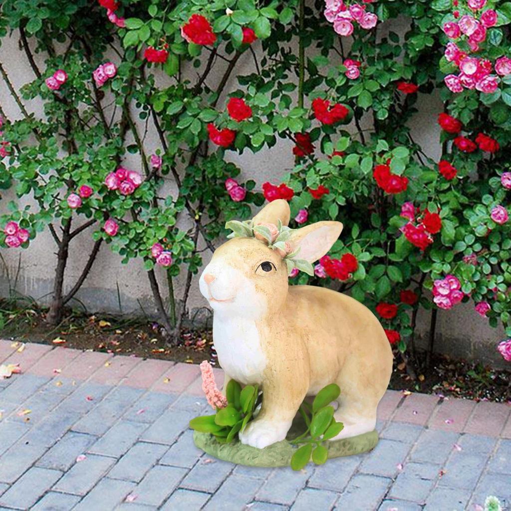 Bunny Cute Resin Sculpture Decor Patio Flowerbed Landscape Garden Statues Figurines for Festival