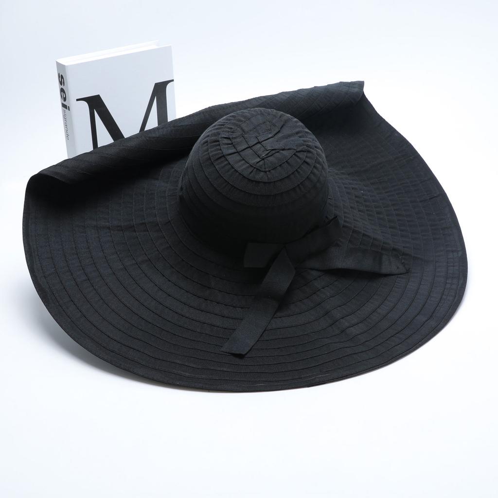 Summer fashion foldable beach hat face covering sun protection sun hat bow big eaves outdoor versatile sun hat