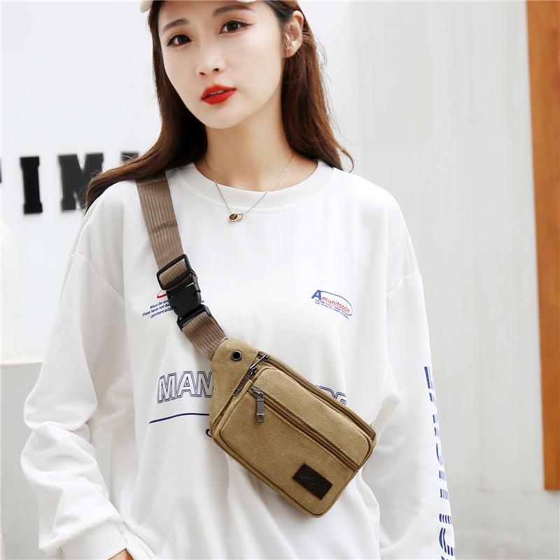 Large Capacity Waist Bag Men's Canvas Chest Bag Men's and Women's Large Capacity Outdoor Sports Bag