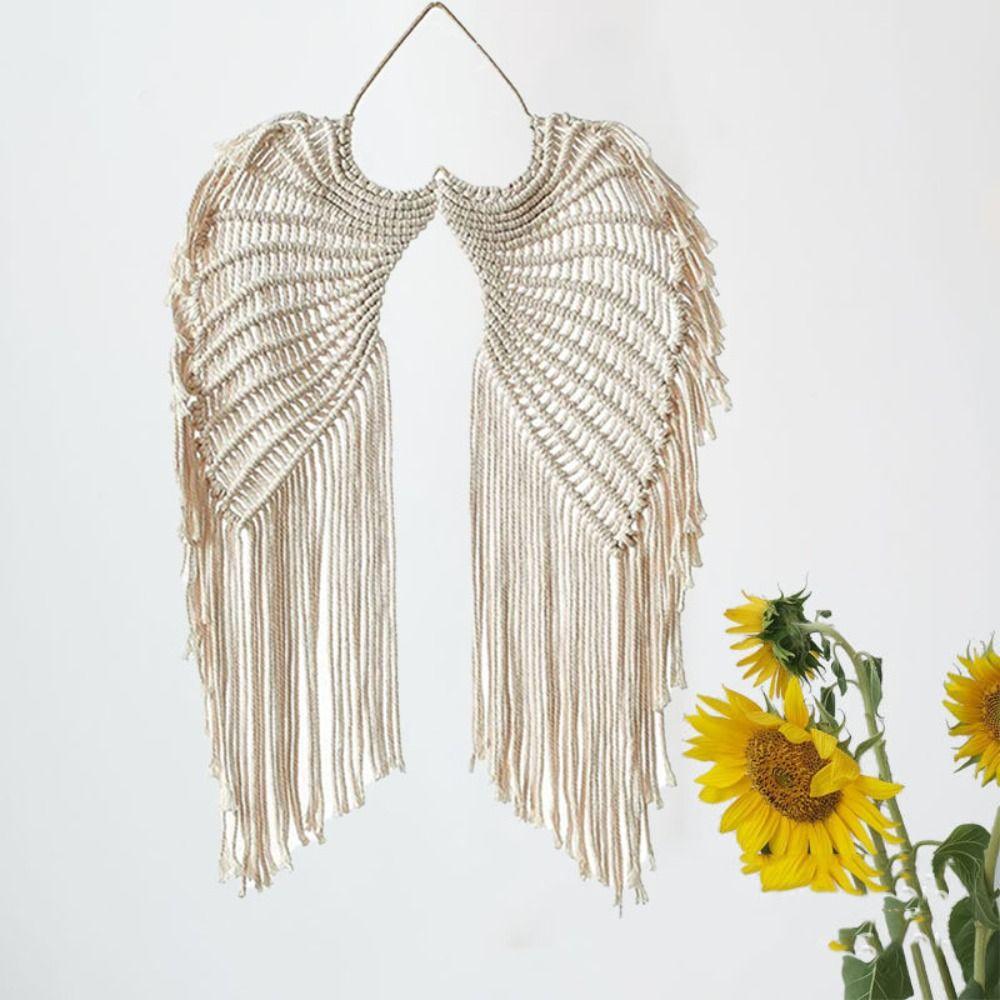 Macrame Wing Tapestry with Tassels Background Wall Decoration Wall Hanging Ornaments  Bedroom