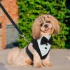 Dog Tuxedo Harness Engagement Birthday Valentines Wedding Costume Adjustable Bow Tie Pet Vest Harness for Small Medium Dogs