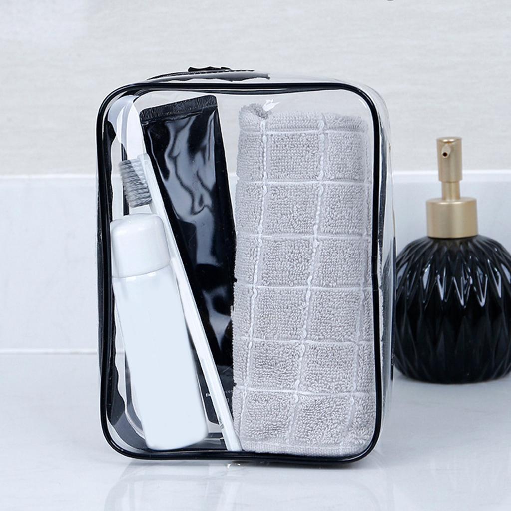 Set of 4 Transparent Waterproof Storage Bags with Zipper Closure for Organizing Toiletries Cosmetics and Travel Essentials