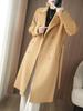 2025 A/W Women's Slimming Double-Faced Cashmere Coat - Korean Style Double-Breasted Wool Overcoat with Suit Collar