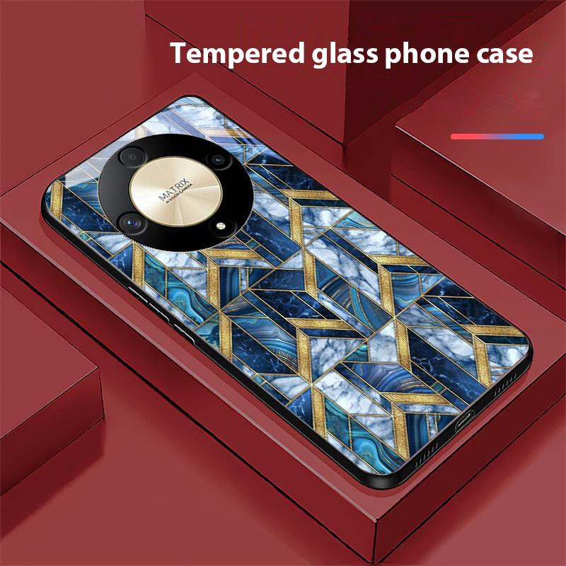 Marble Patterned Metal For Honor Magic 6 50 70 90 5 Lite X7b 200 Pro Nova 10 Nova 5T X6 P30 Pura 70 Ultra Glass Phone Case