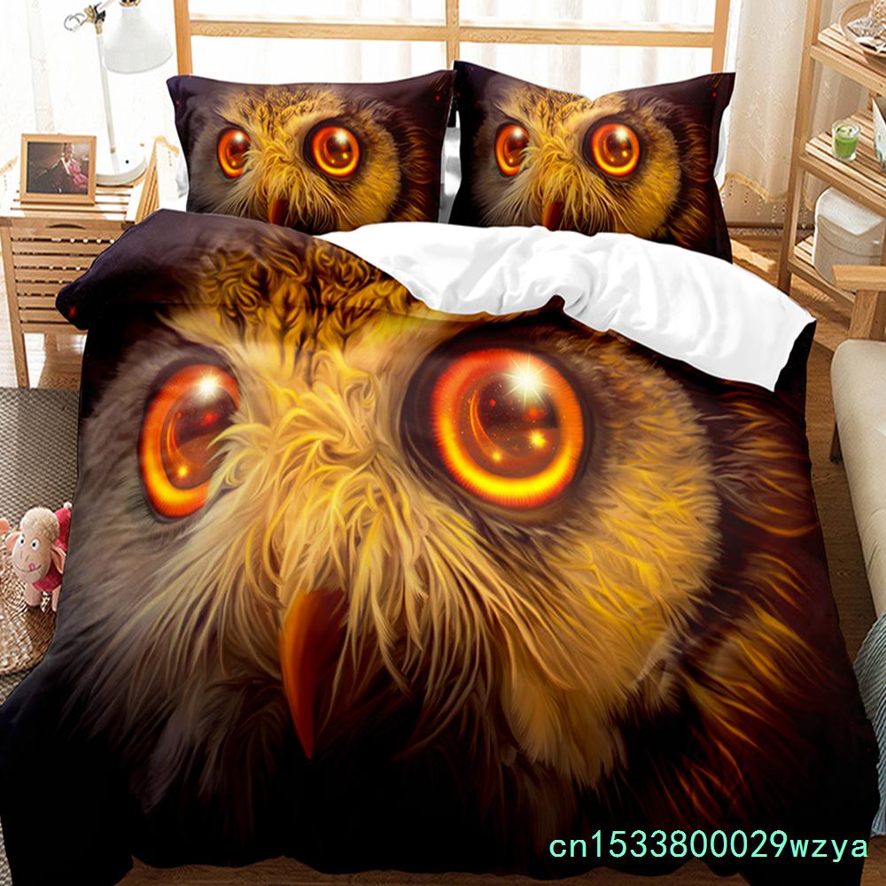 Owl Duvet Cover Set Cute Bird Polyester Comforter Cover For Boys Girls Kids Bedding Set King Size Quilt Cover With Pillowcase
