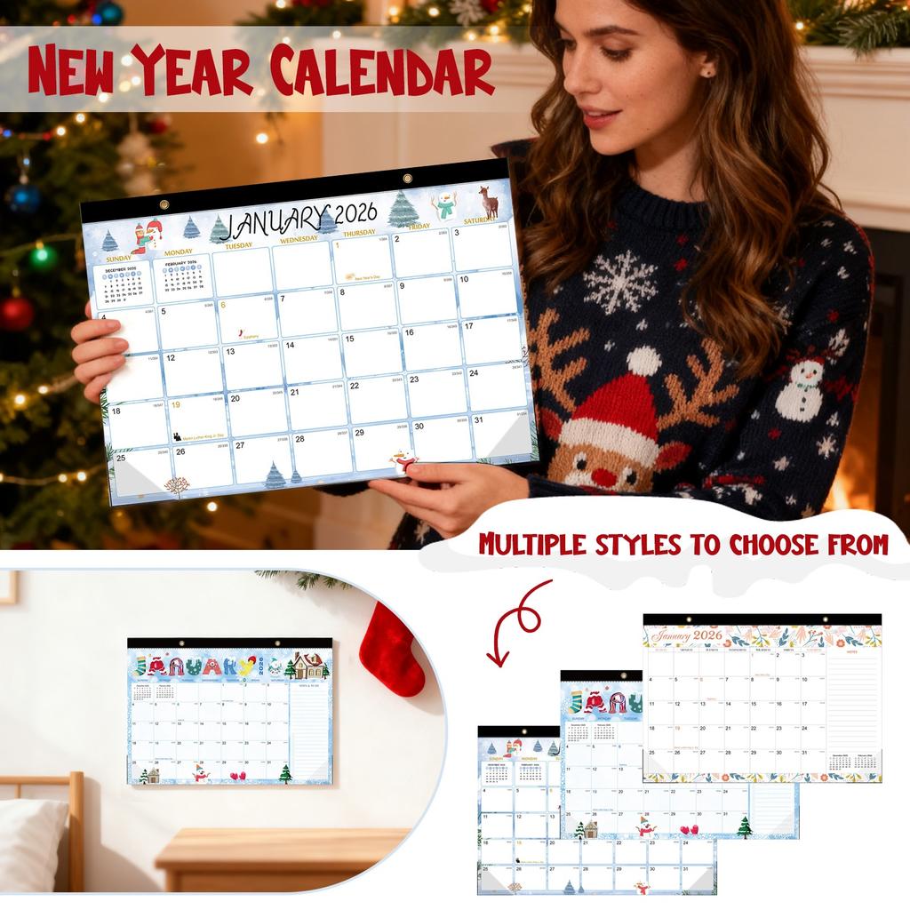 2026-2027 Wall Calendar, January 2026 To 2027, With Thick Paper, Christmas Wall Calendar