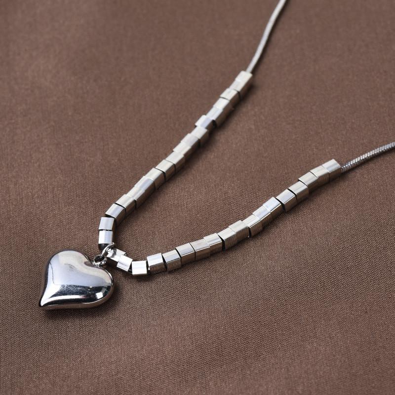 Elegant Titanium Steel Love Heart Necklace For Women With Chic Korean Aesthetic