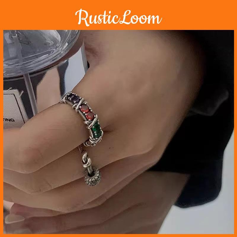 Style Unique Vintage Adjustable Rainbow Zircon Ring For Women Fashion Jewelry