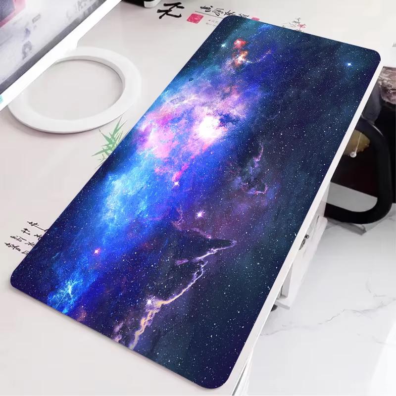Xxl Purple Blue Cosmic Galaxy Nebula Gaming Mouse Pad Starry Sky Space Print Waterproof Anticrease Rubber Base Desk Mat