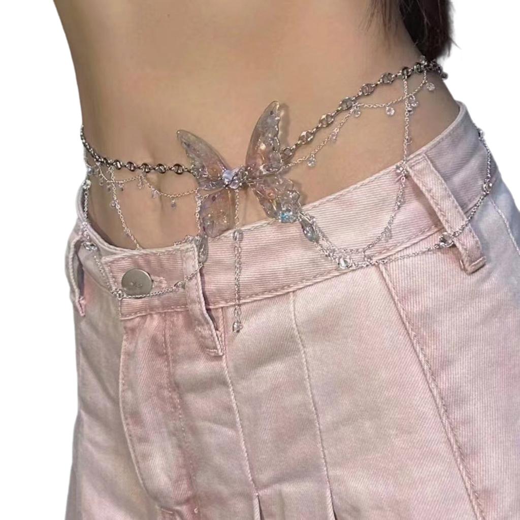 Butterfly Tassels Waist Chain Jewelry Beautiful Butterfly Pendant Waist Chain Jewelry for Women with Tassels Detail