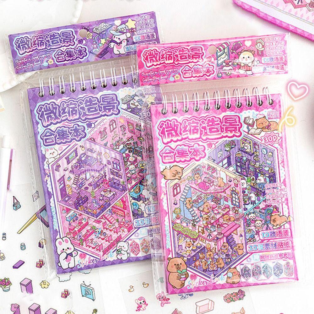 Kreslená krajina samolepky kniha kapybara miniaturní scéna scrapbooková sada dětská hračka