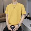Men Wash Dyed Textured Short Sleeve T Shirt Crew Neck Loose Fit Casual Solid Tone Basic Top