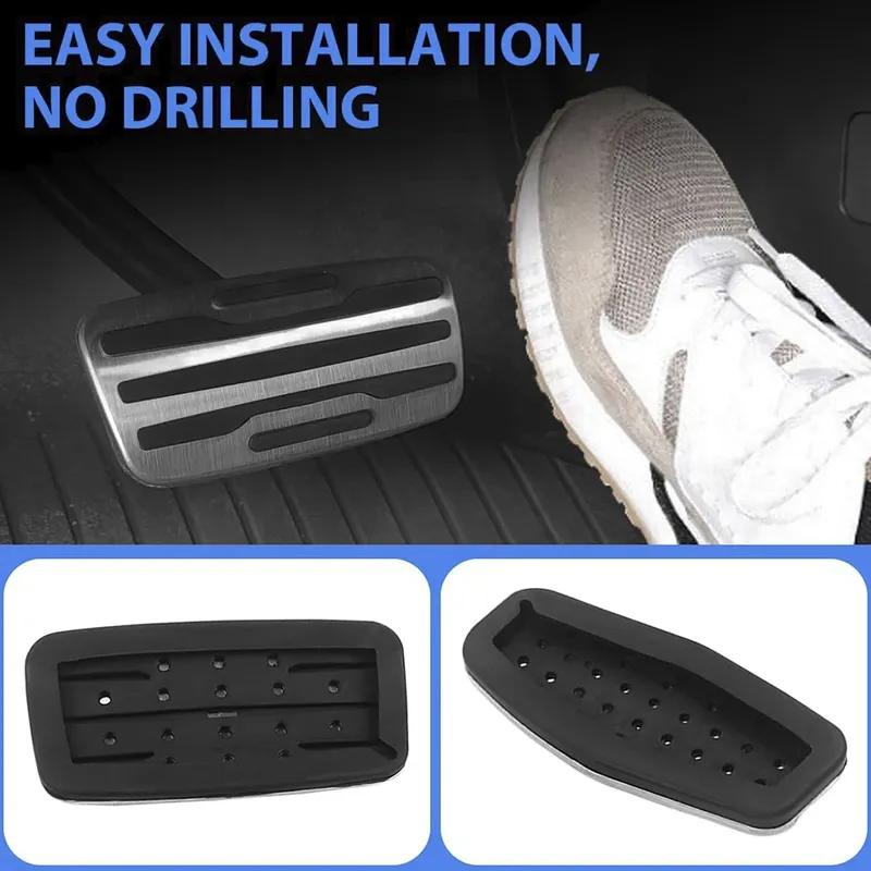 No Drill Steel Brake Accelerator Gas Brake Pedal Pad Cover Kit for Chevrolet Suburban Silverado 3500HD GMC Sierra 1500 -2024