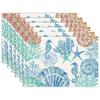 4/6pcs Set Summer Ocean Theme Pattern Placemats, Seasonal Daily Holiday Decor, Suitable for Home Kitchen Dining Party Indoor Outdoor Decoration, 12x18
