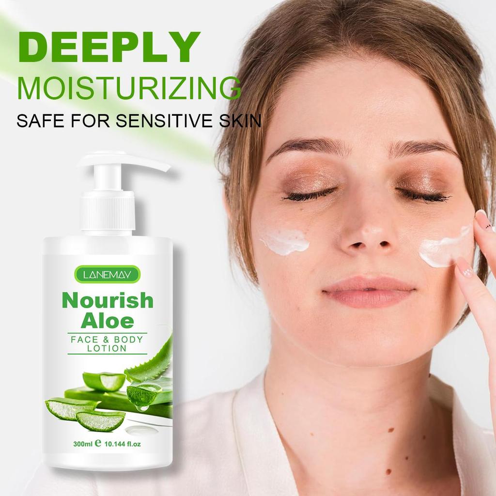 Aloe Vera Hand & Body Lotion - Full of Vitamins - Long-Lasting Moisture, Refreshing and Non-Greasy To Skin - Safe for Sensitive Skin