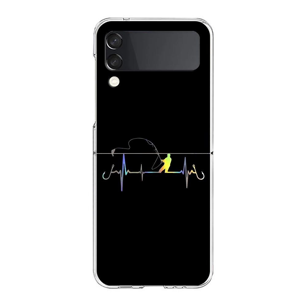 Carp Fishing Fish Phone Case For Samsung Galaxy Z Flip 3 4 5 Hard Folding Clear PC Bumper For Samsung Z Flip 6 Back Cover