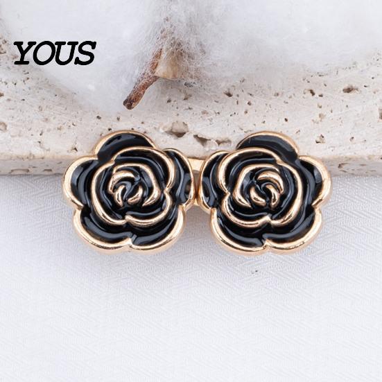 Comfortable Waist Support Pins 1 Pair Rose Tightener Pins, No-sew Pants Tighteners, Detachable Metal Flower for Jeans Skirts Waistband Narrowing