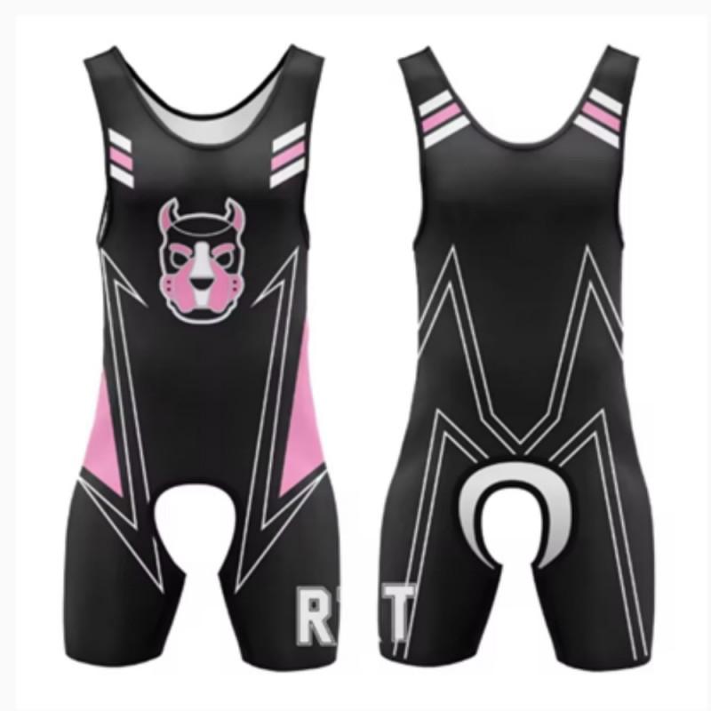 Dog Head Sleeveless Wrestling Singlet Weightlifting Suit Hollow Out Gym Workout Wear