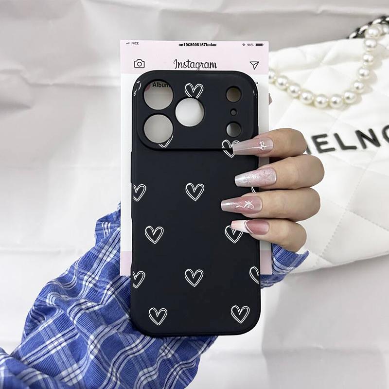 Simple Love Heart Case For iPhone 16 Pro Max 17 16 15 11 12 13 Pro Max 14 15 Plus 17 7 8 X XR XS Max Soft Siicone Phone Cover