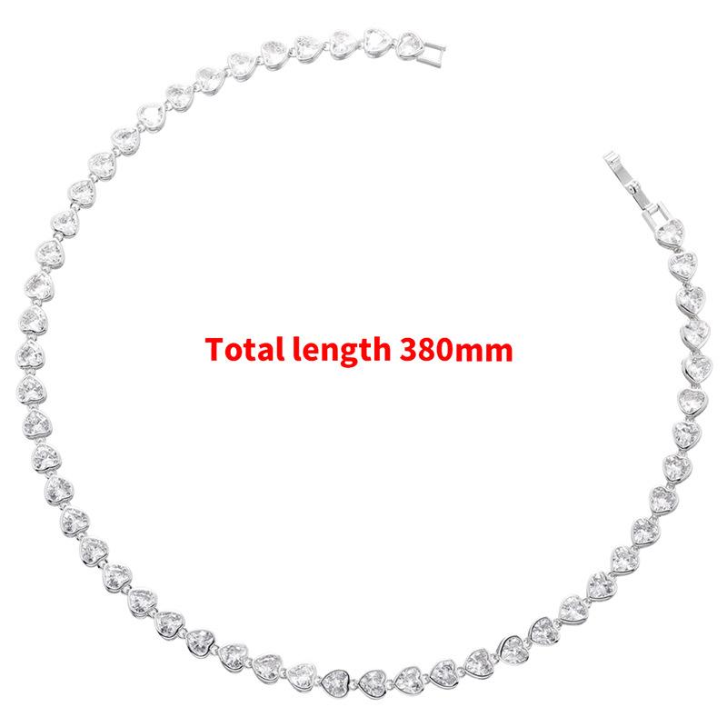 Light Luxury Full Diamond Love Bracelet Necklace Wind Heart Shaped Peach Heart Jewelry Set Female Vl311-313