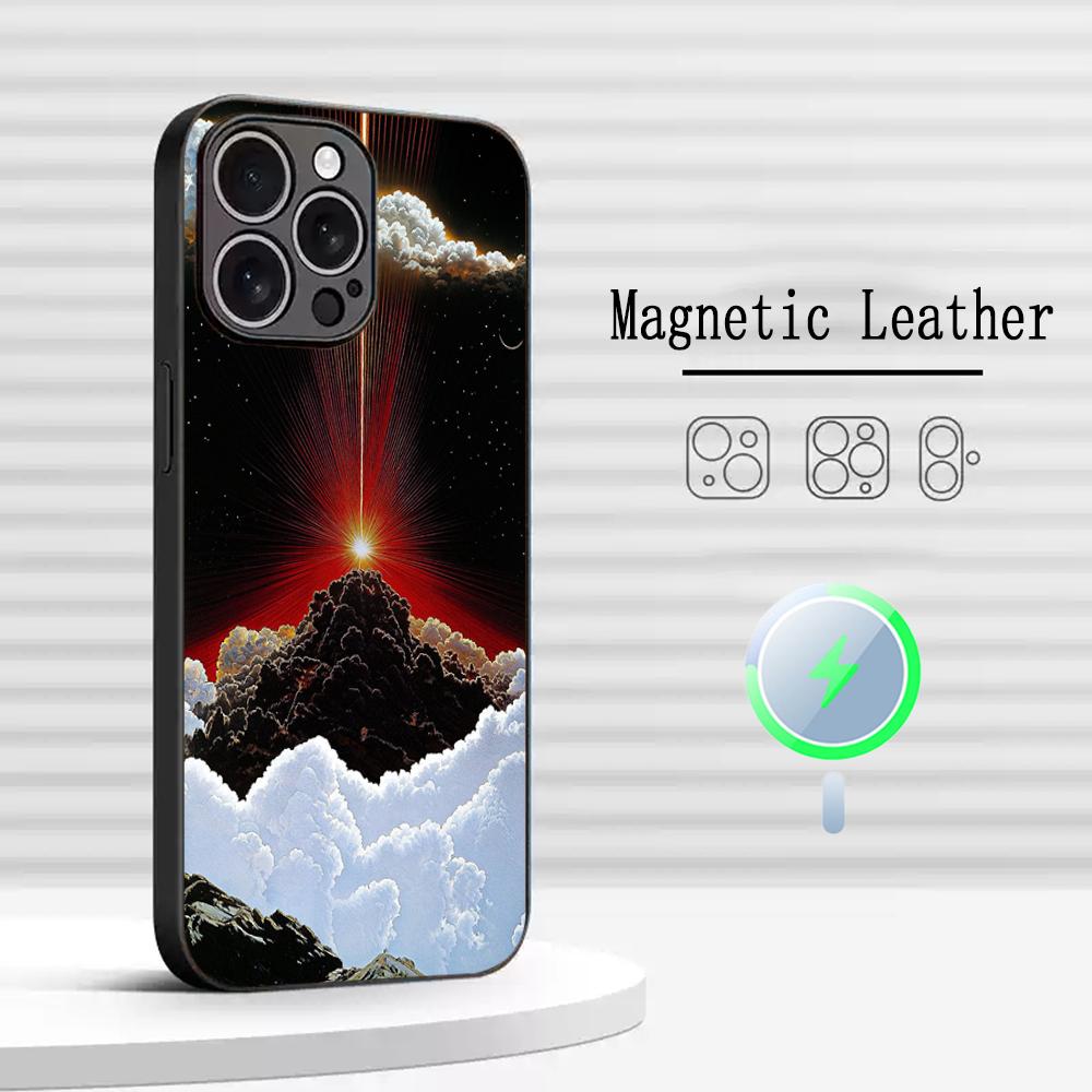 Sun Vintage Art Fashion Design Phone Case For iPhone 17 16 15 14 13 12 Plus Pro Max High-end Luxury Magsafe Sheepskin