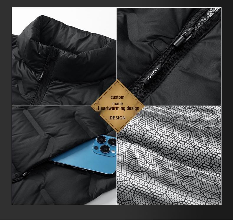 Unisex Winter Graphene Heated Stand-up Collar Down Jacket - Lightweight, Loose, 80% White Duck Down