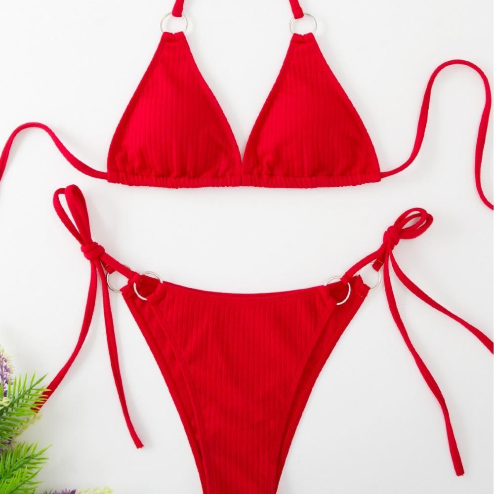 European and American Sexy Solid Color Bikini Beach Set Bikini