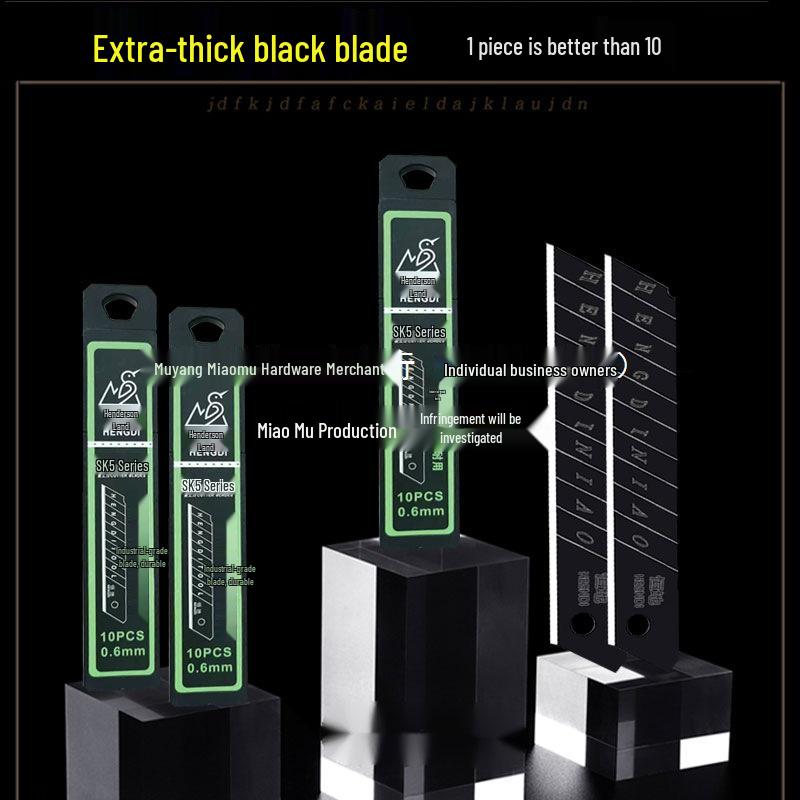Henderson Large Black 18mm Utility Knife, Extra Thick 0.7mm Sharp Blade for Industrial and Wallpaper Cutting.