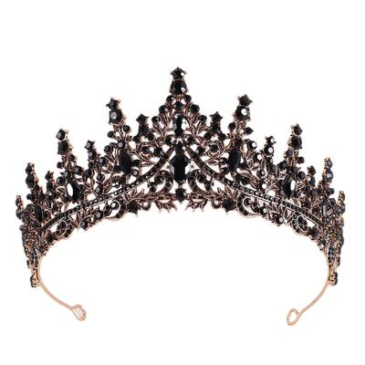 Barock Retro Braut Krone Schwarz Kristall Prinzessin Geburtstag Krone Braut Hochzeit Kopfschmuck Formelle Kleidung Zubehör