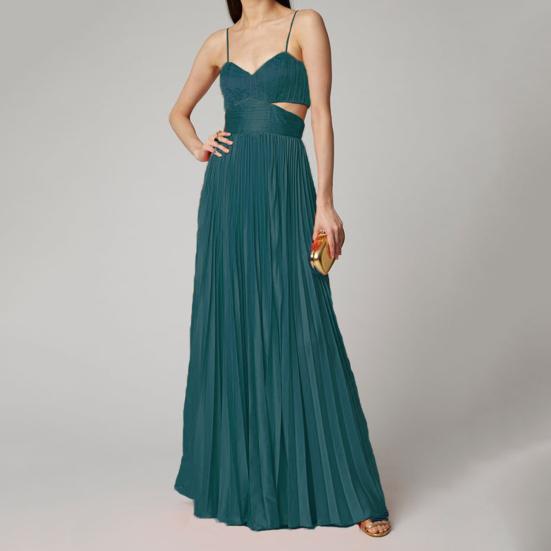 Bandeau Ärmellos Rückenfrei Hohe Taille A-Linie Trägerkleid Taille Ausgeschnitten Stickerei Plissiert Groß