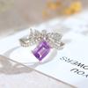 925 Sterling Silver Bowknot Crystal Ring, Adjustable Open Band with Natural Gemstone, Elegant Luxury Women's Jewelry, Perfect Gift